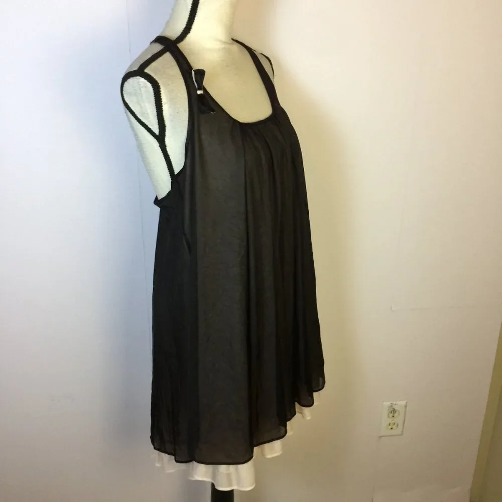 Betsey Johnson Intimates Nightgown Dress Womens Sz L Black Pink Layered Vintage - Picture 3 of 16